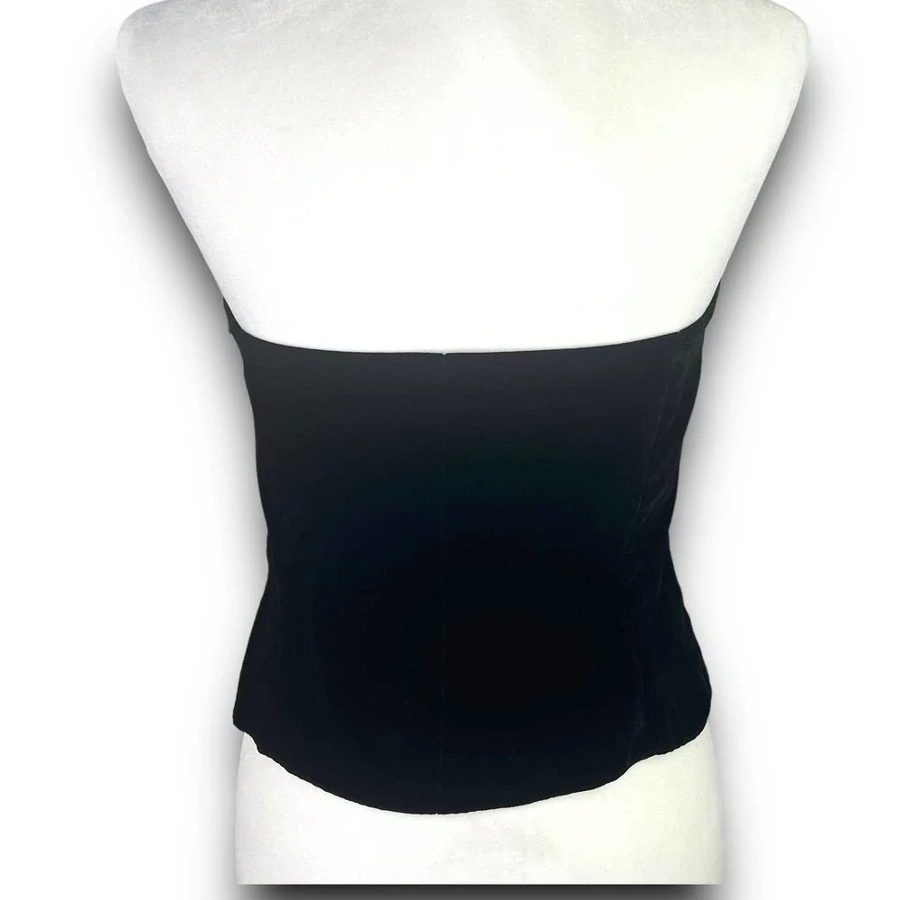 Ann Taylor Black Velvet Strapless Corset Tube Top Size 6
